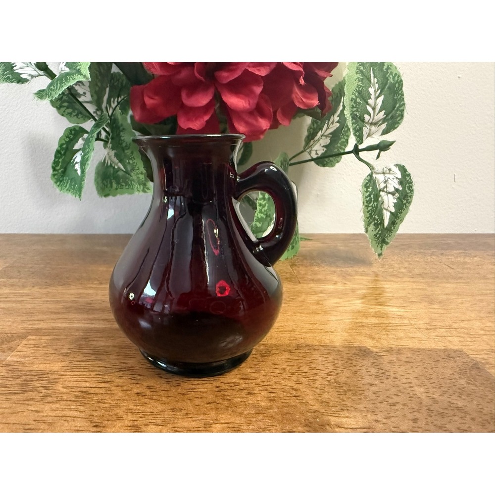 Vintage Avon Ruby Red‎ Glass Mini Pitcher Holiday Decor Collectible